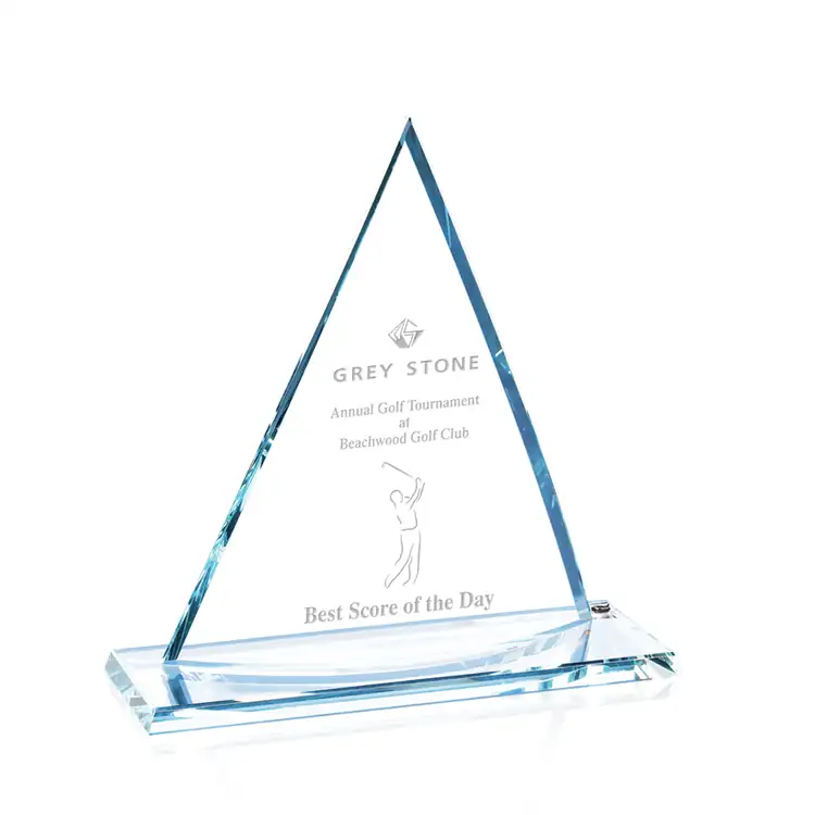Curved Oxford Triangular Starfire Glass Award #2