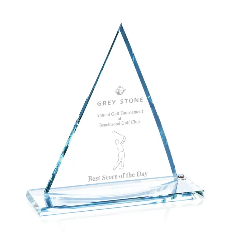 Curved Oxford Triangular Starfire Glass Award #3