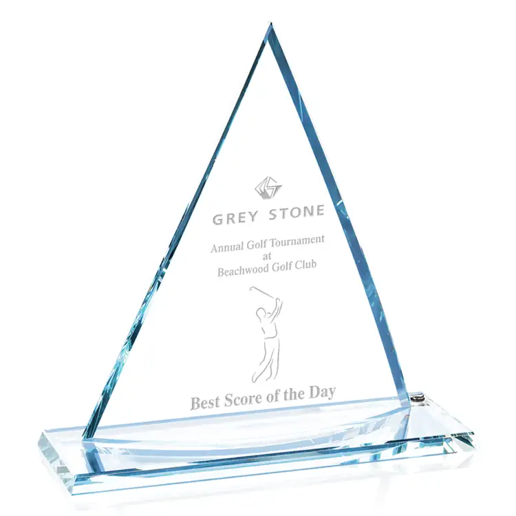Curved Oxford Triangular Starfire Glass Award #4