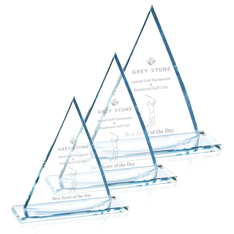 Curved Oxford Triangular Starfire Glass Award