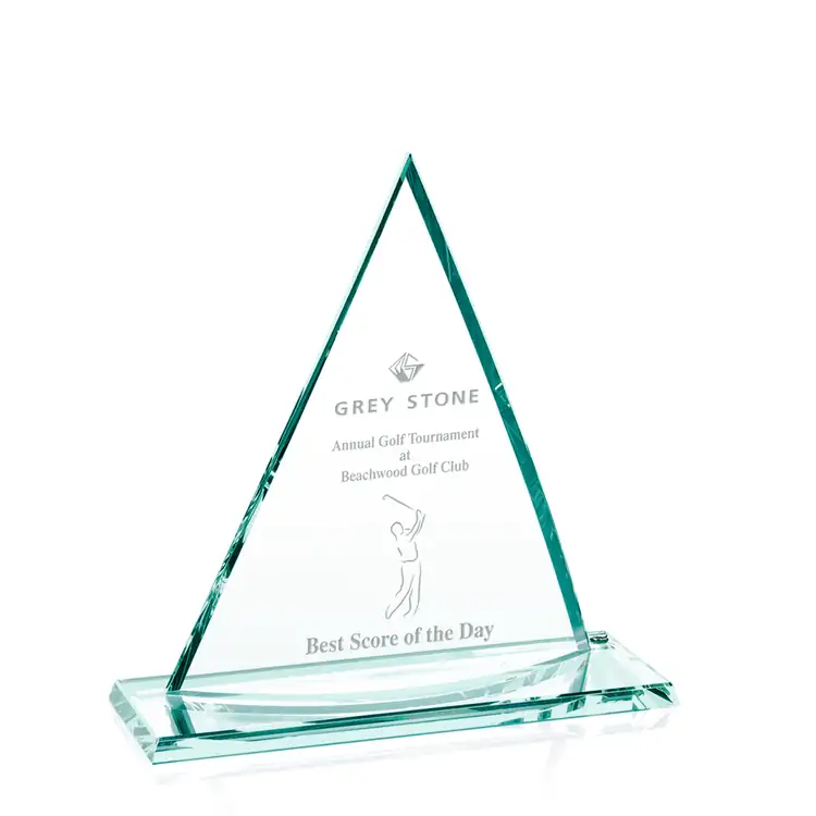 Curved Oxford Triangular Jade Glass Award #2