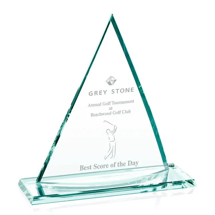 Curved Oxford Triangular Jade Glass Award #4