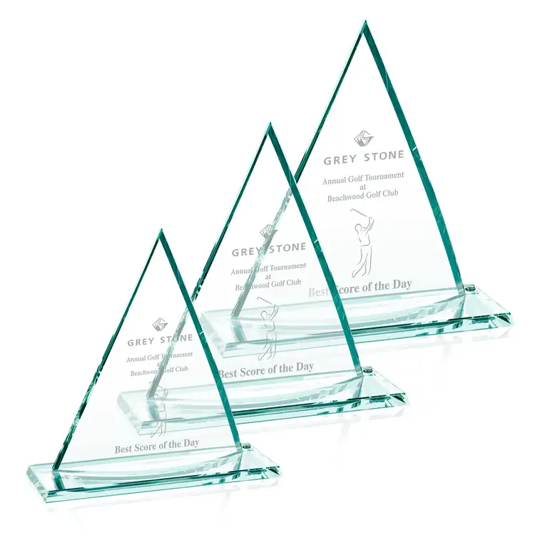 Curved Oxford Triangular Jade Glass Award