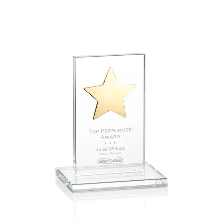 Trophée Dallas en cristal à étoile dorée - Gravure #2