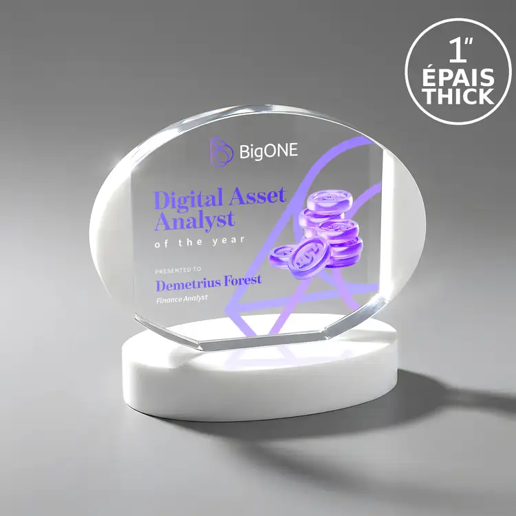 Darwin Optical Crystal Award on White Alberton Base - Multicolor #2