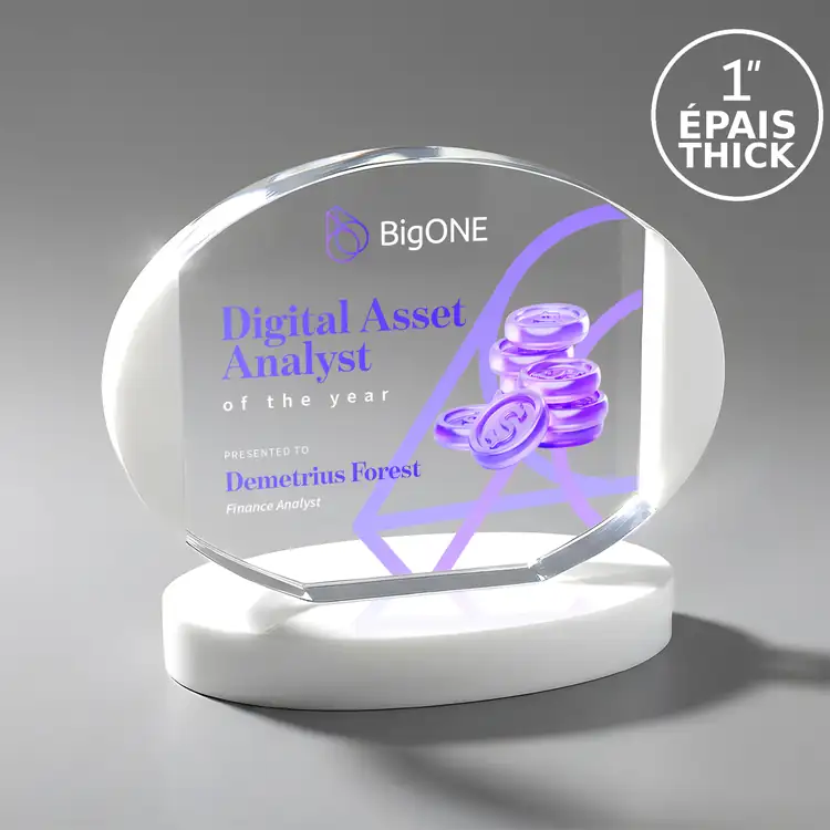 Darwin Optical Crystal Award on White Alberton Base - Multicolor #3