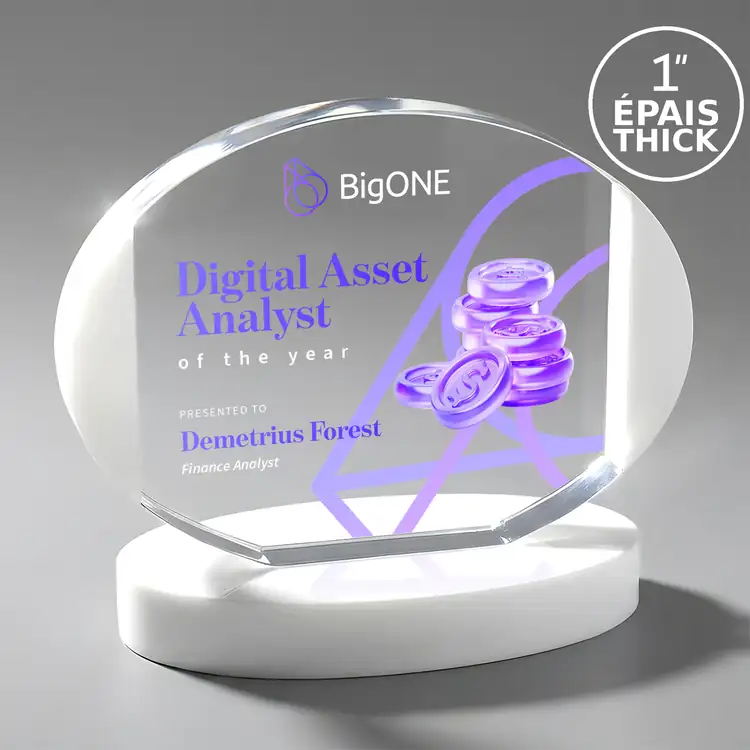 Darwin Optical Crystal Award on White Alberton Base - Multicolor #4