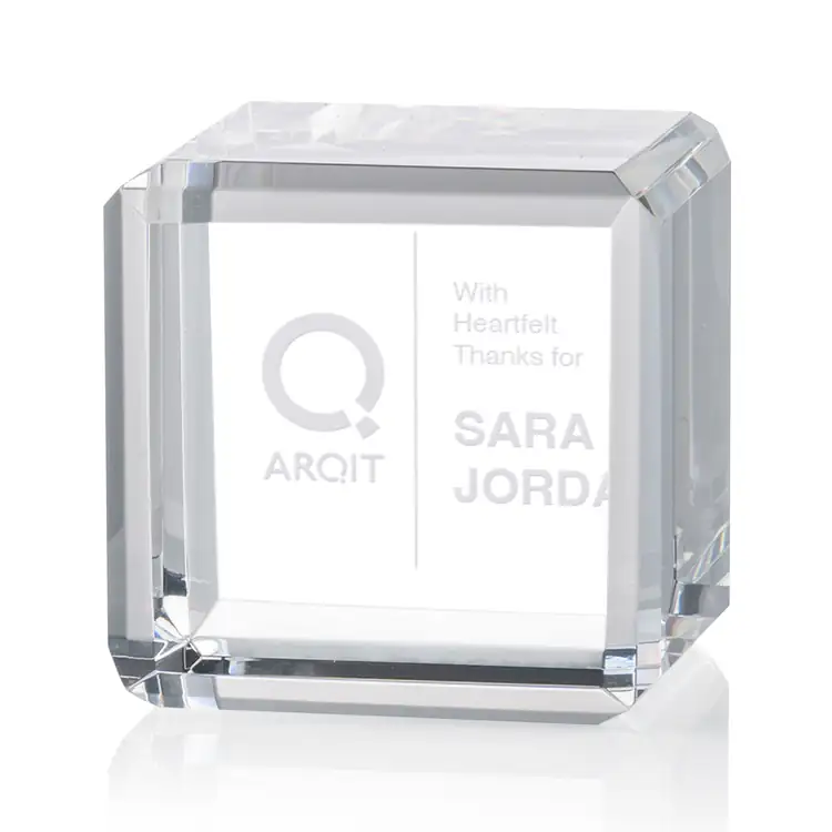 Davenport Optical Crystal Award - Cube - Deep Etch #2