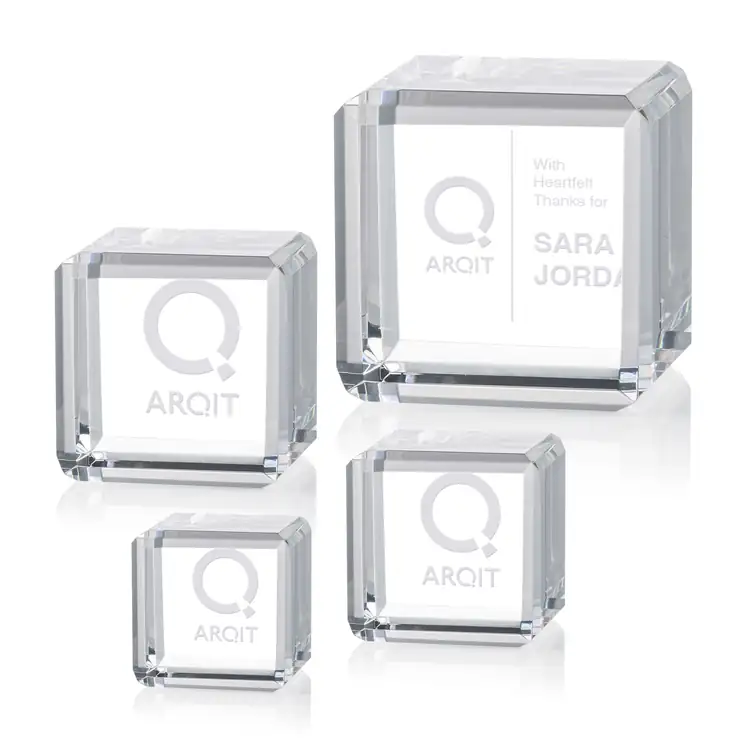 Davenport Optical Crystal Award - Cube - Deep Etch
