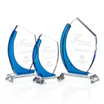Trophée Deakin en cristal optique bleu