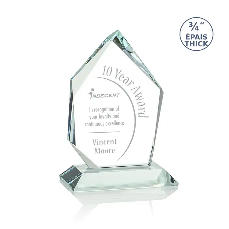 Deerhurst Ice Peak Jade Crystal Award - Deep Etch #2