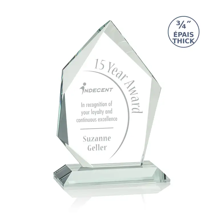 Deerhurst Ice Peak Jade Crystal Award - Deep Etch #3