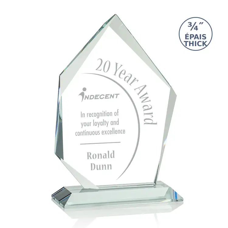 Deerhurst Ice Peak Jade Crystal Award - Deep Etch #4