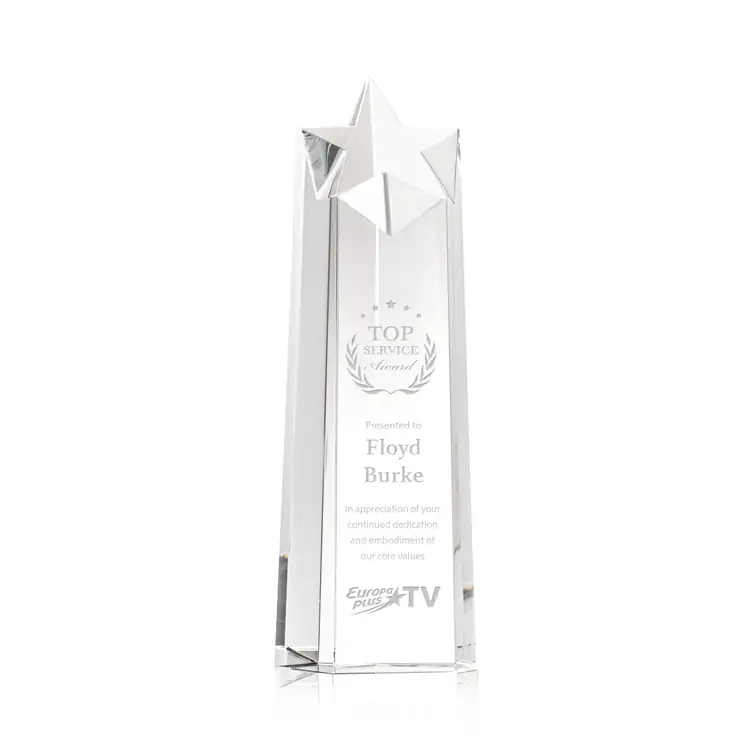 Delaware Clear Optical Crystal Star Award - Deep Etch #3