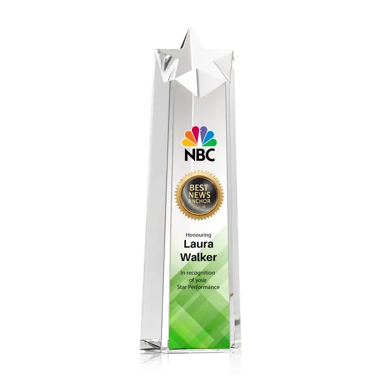 Delaware Clear Optical Crystal Star Award - Multicolor #4