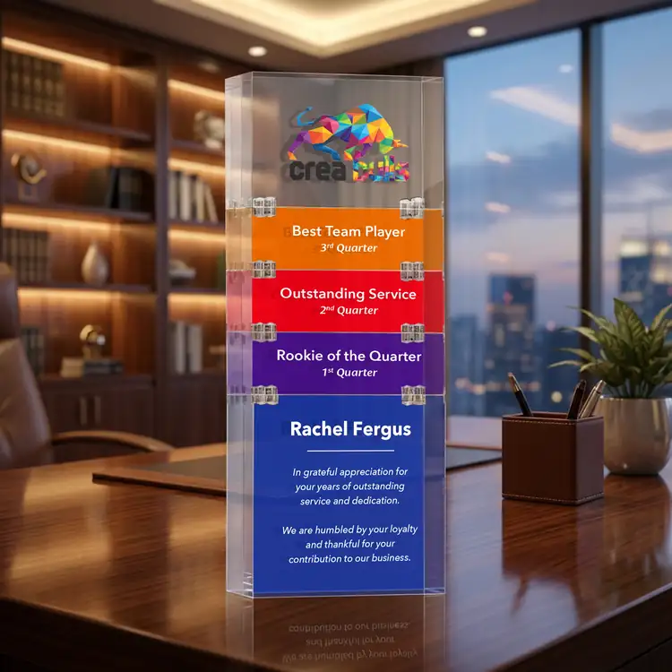 Derringer Acrylic Award - Stackable - Double Sided Multicolor #3
