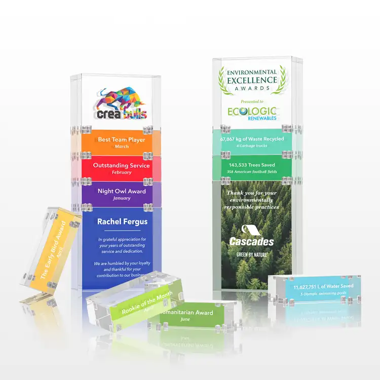 Derringer Acrylic Award - Stackable - Double Sided Multicolor