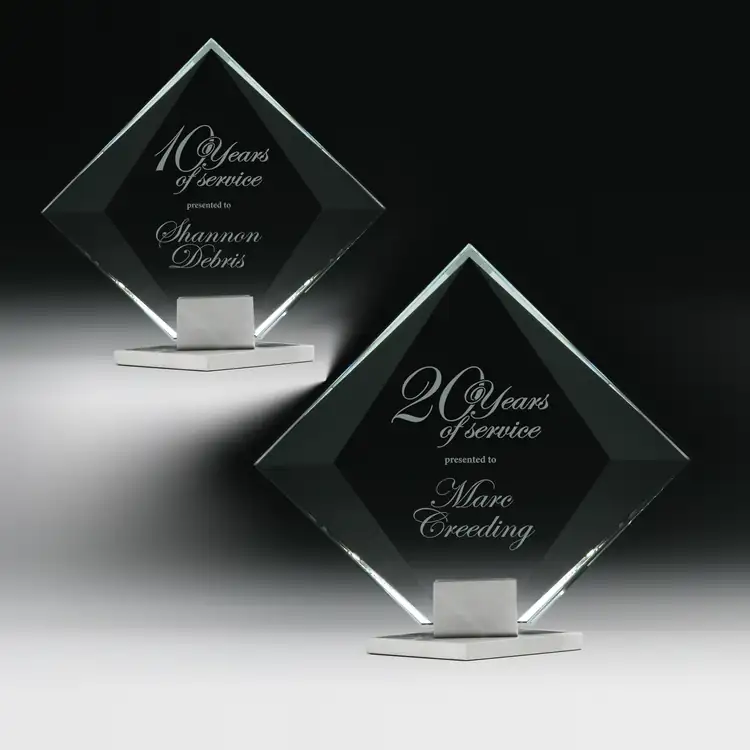 R.S. Owens Diamond Solitaire Starfire Crystal and Aluminum Award
