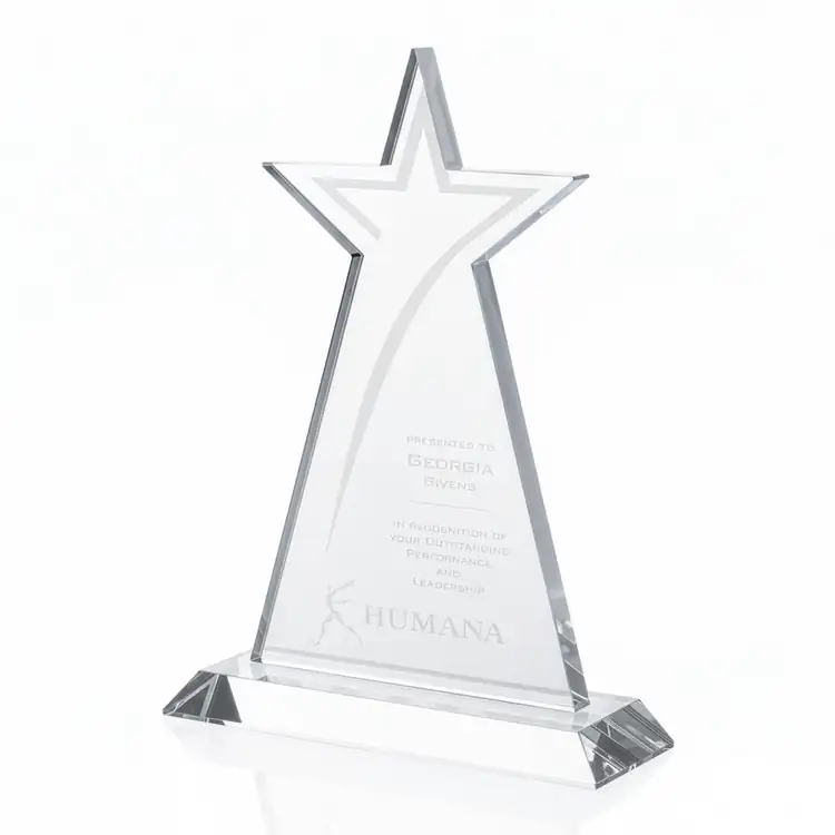 Dunbarton Optical Crystal Star Award - Deep Etch