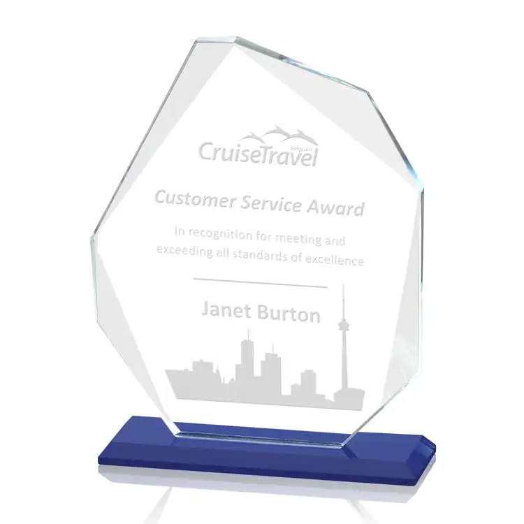 Durham Crystal Award on Blue Base - Deep Etch #4