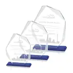 Trophée Durham en cristal sur socle bleu - Gravure