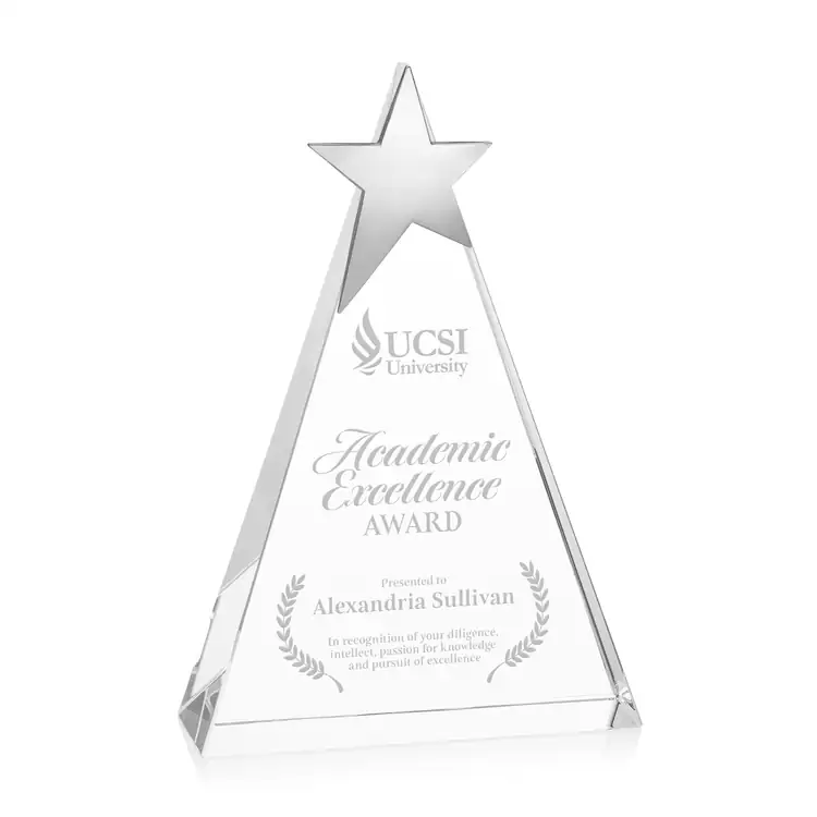 Eglinton Optical Crystal Award with Silver Star - Deep Etch #3
