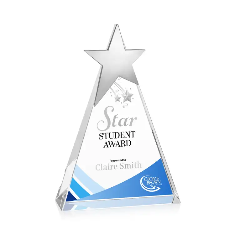 Eglinton Optical Crystal Award with Silver Star - Multicolor #2