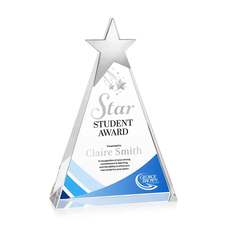 Eglinton Optical Crystal Award with Silver Star - Multicolor #3