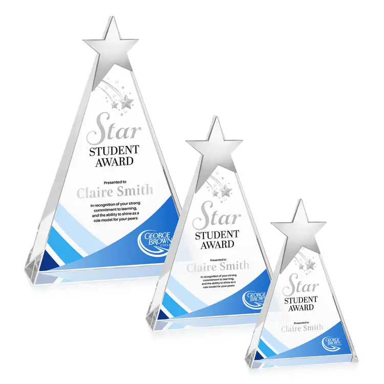 Eglinton Optical Crystal Award with Silver Star - Multicolor