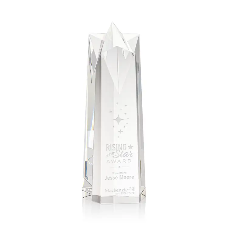 Ellesmere Optical Crystal Star Obelisk Award - Deep Etch #2