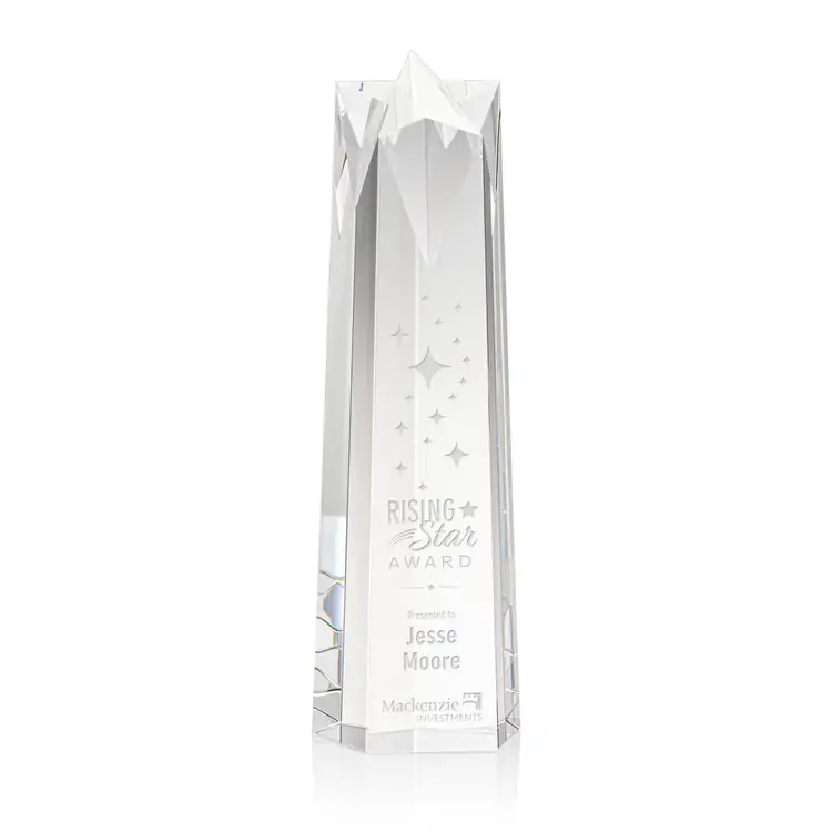 Ellesmere Optical Crystal Star Obelisk Award - Deep Etch #3