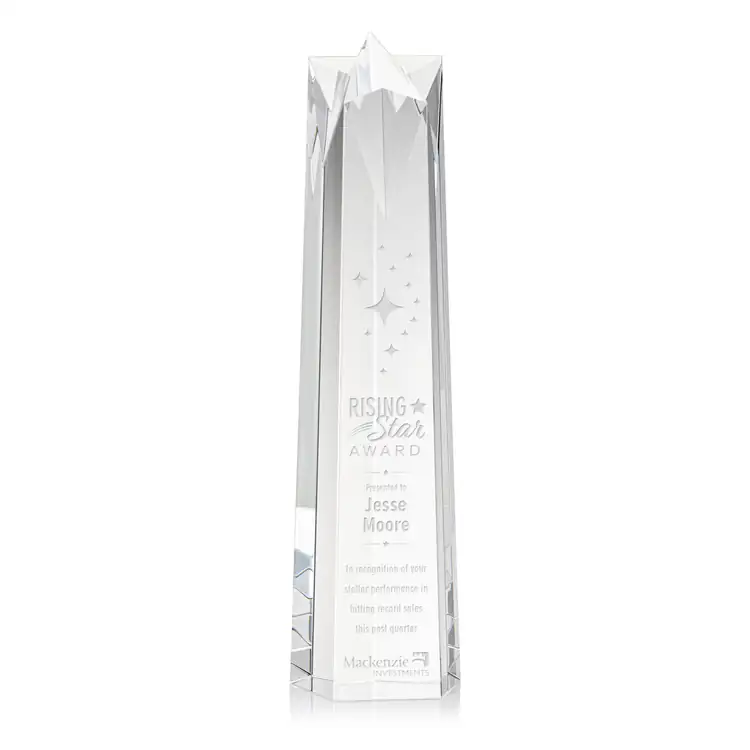 Ellesmere Optical Crystal Star Obelisk Award - Deep Etch #4