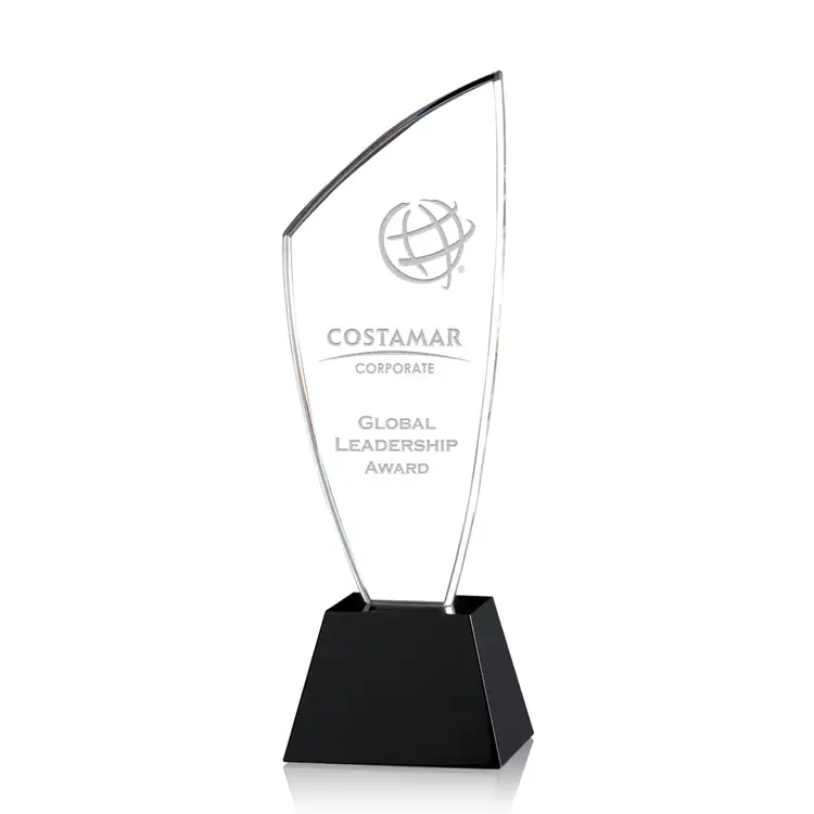Elmridge Optical Crystal Award on Black Base - Deep Etch #2
