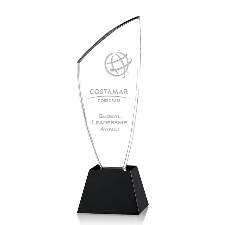 Elmridge Optical Crystal Award on Black Base - Deep Etch #3