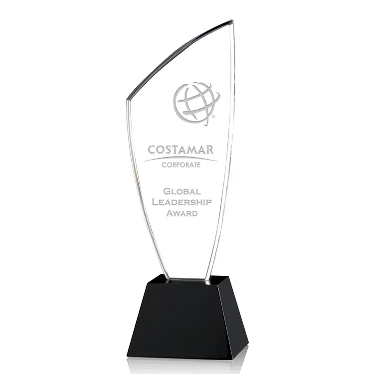 Elmridge Optical Crystal Award on Black Base - Deep Etch #4