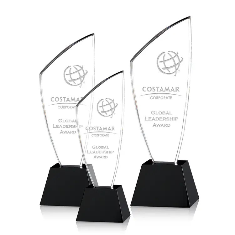 Elmridge Optical Crystal Award on Black Base - Deep Etch