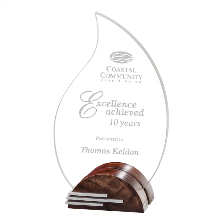Eloisa Starfire Crystal Award on Walnut Supports