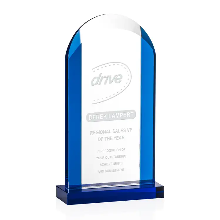 Embleton Blue and Clear Optical Crystal Award #4
