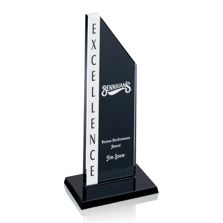 Executive Tower Grey Glass Award - Deep Etch #4