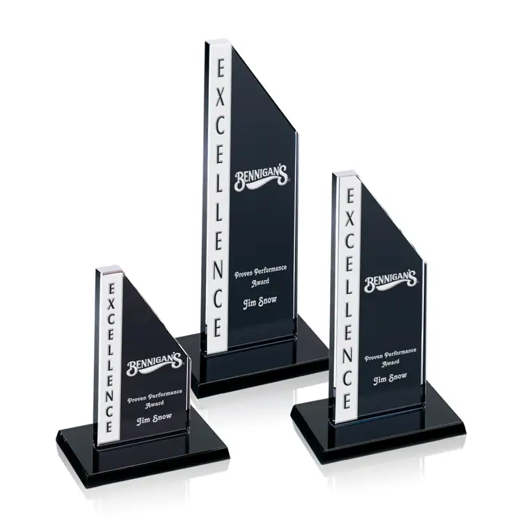 Executive Tower Grey Glass Award - Deep Etch