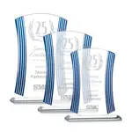 Trophée Fairford en cristal Starfire avec accents bleus - Gravure