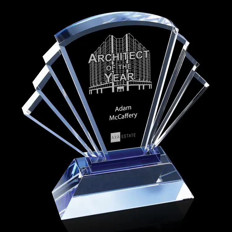Fanfare Fan-Shaped Optical Crystal Award