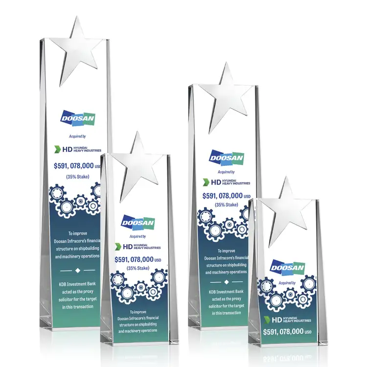 Fanshaw Crystal Award with Silver Star - Multicolor