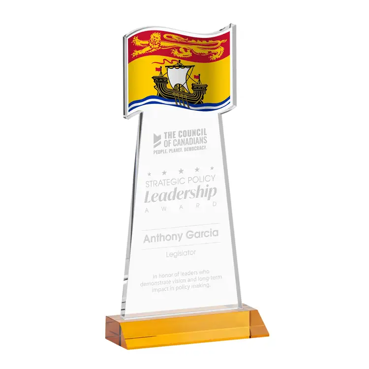 Flag Award - Starfire Crystal - Engraved #3
