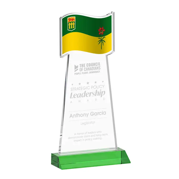 Flag Award - Starfire Crystal - Engraved #4