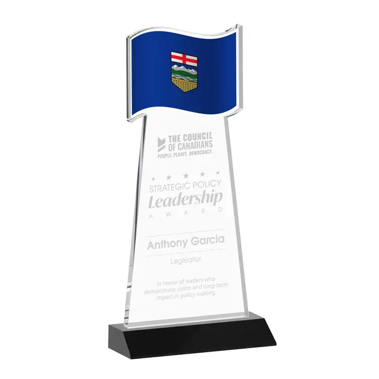 Flag Award - Starfire Crystal - Engraved #5