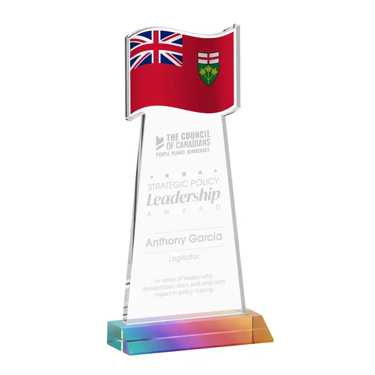 Flag Award - Starfire Crystal - Engraved #7