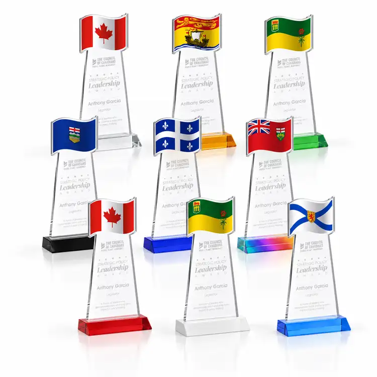 Flag Award - Starfire Crystal - Engraved
