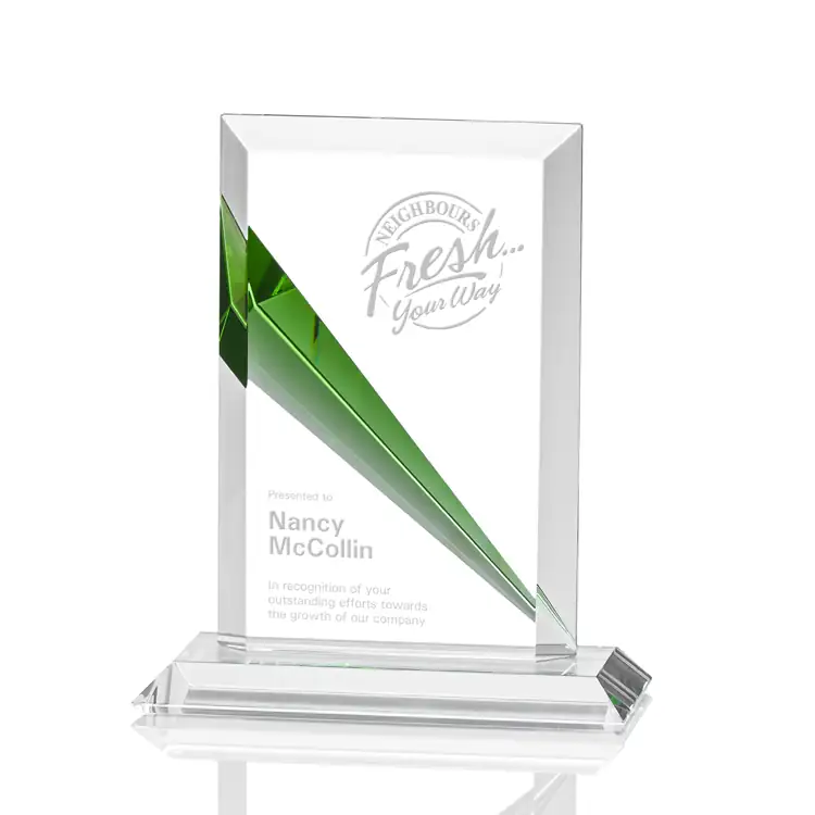 Flashpoint Optical Crystal Award with Emerald Accent #2