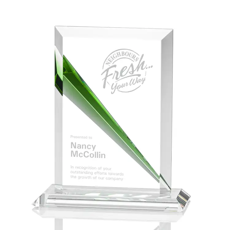 Flashpoint Optical Crystal Award with Emerald Accent #3